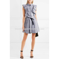 Ruffled Cotton-chambray Mini Dress Manufacture Wholesale Fashion Women Apparel (TA3068D)